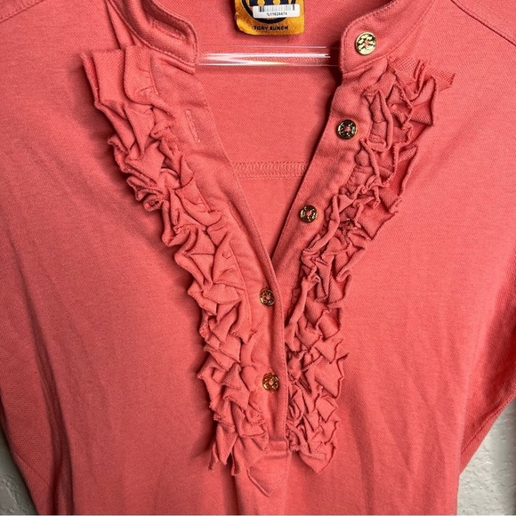 tory Burch, long sleeve ruffle, half button up blouse - Picture 6 of 8
